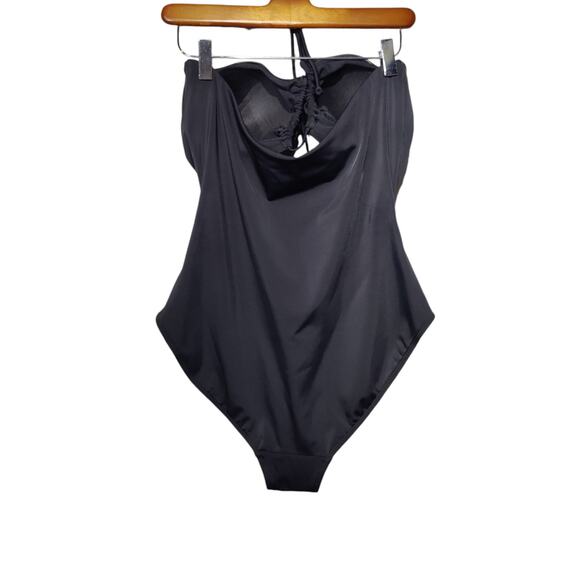 Boden Women's Sz 14 US Black Cut Out Detail String One Piece Swimsuit  Halter - Picture 8 of 8